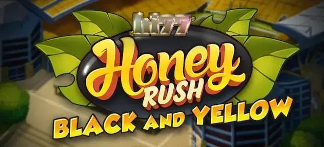 Honey Rush Black and Yellow স্লট গেমের রঙিন এবং মিউজিক-থিমযুক্ত ইন্টারফেস